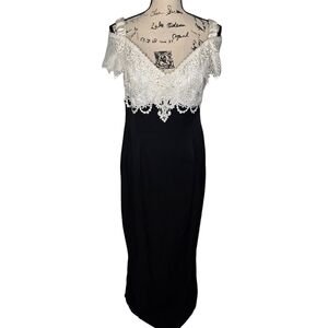 Scott McClintock Black and White Sheath Maxi Dress